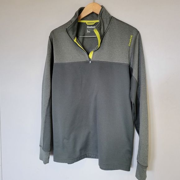 Reebok Playwarm Men's Large 1/4 Zip Lightweight Sweatshirt Pullover Gray Green - Picture 15 of 16
